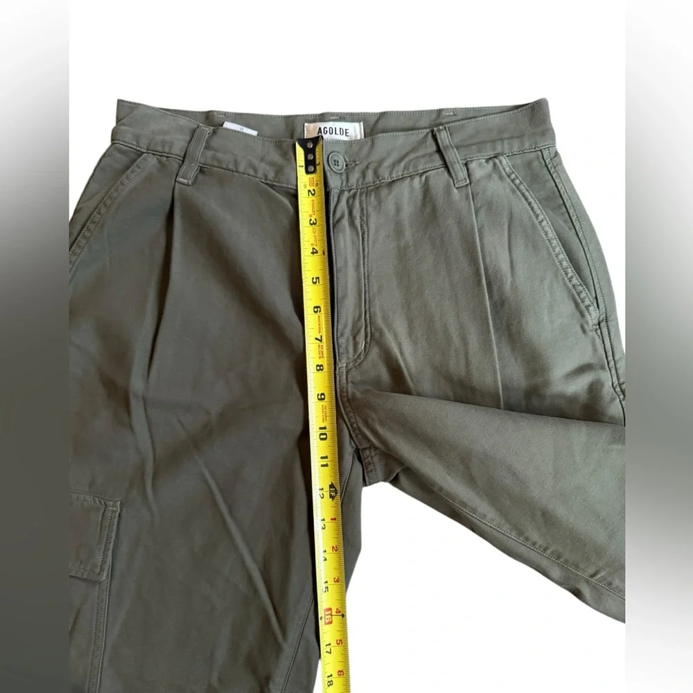 Agolde Jericho Cropped Cargo Pants High Waisted Relaxed Fit Size 27 Green - Picture 7 of 11